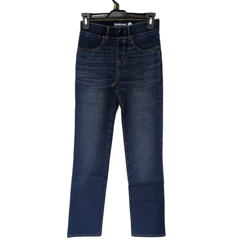 Betabrand 4 Pocket‎ Blue Straight Leg Casual Office Yoga Denim Pants Size XS New